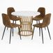 Juego de comedor con mesa efecto mármol y 4 sillas tapizadas Juego de comedor con mesa efecto mármol y 4 sillas tapizadas Marrón