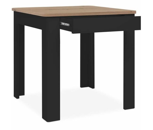 Mesa de Comedor Oslo Negro 80 x 77 x 80 cm Roble