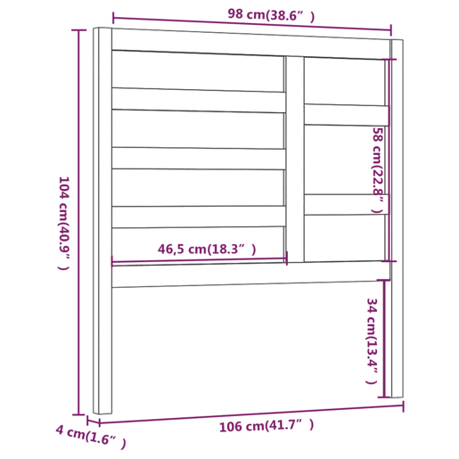 Cabeceira - Cabeceira de cama 106x4x104 cm pinho maciço castanho mel