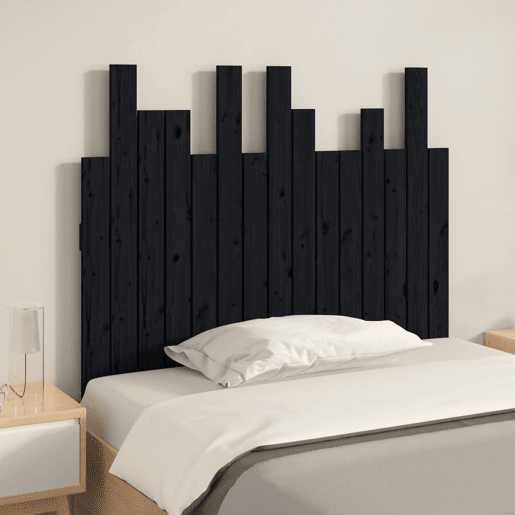Cabeceira - Cabeceira de cama de parede 95,5x3x80 cm madeira de pinho maciça preto