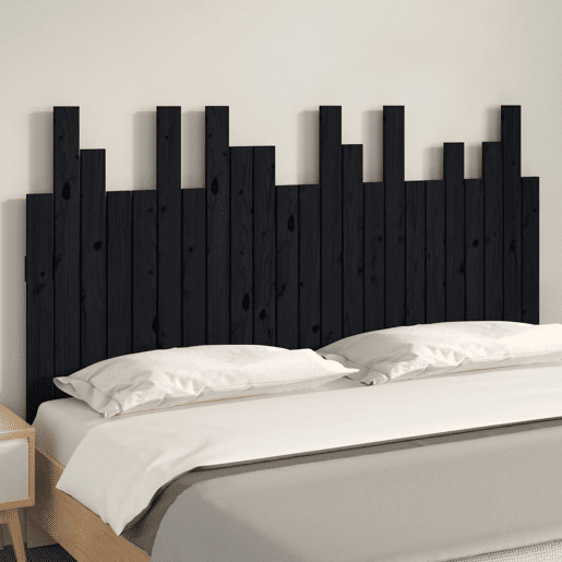 Cabeceira - Cabeceira de cama de parede 146,5x3x80 cm madeira de pinho maciça preto