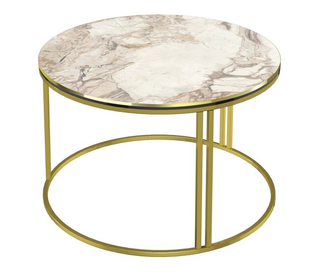 Mesa de centro redonda 50 x 80 cm mármol blanco dorado 03_0008424