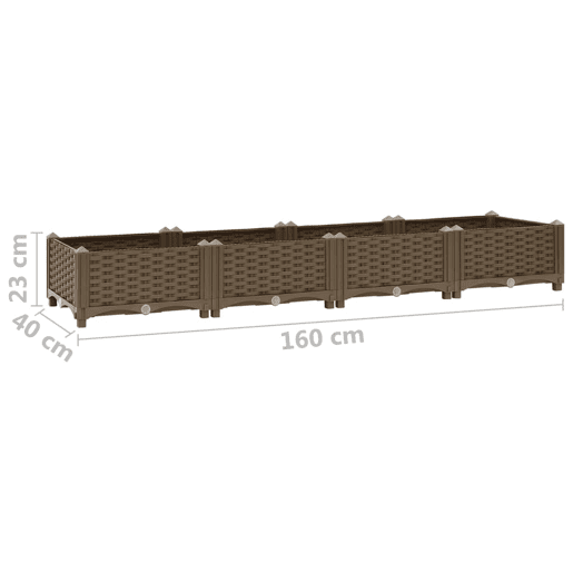 Plantador de canteiro elevado plantas flores jardim 160 x 40 x 23 cm polipropileno marrom 02_0000916