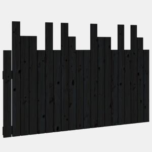 Cabeceira - Cabeceira de cama de parede 127,5x3x80 cm madeira de pinho maciça preto