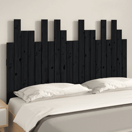 Cabeceira - Cabeceira de cama de parede 127,5x3x80 cm madeira de pinho maciça preto