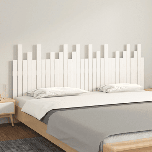 Cabeceira - Cabeceira de cama de parede 204x3x80 cm madeira de pinho maciça branco