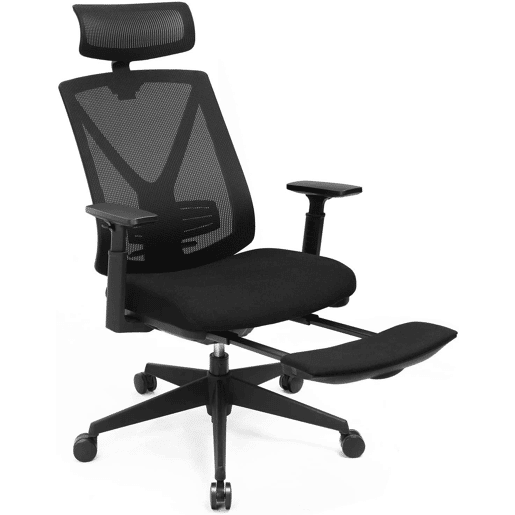 Cadeira de escritório com apoio para os pés Mecanismo de inclinação ergonômico da cadeira de escritório em malha (90-135°) máx. carregar 150 kg preto 12_0000410