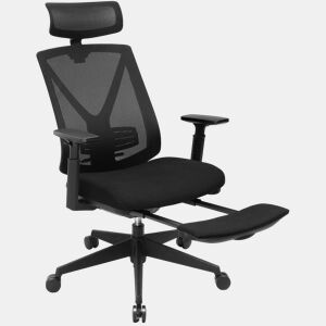 Cadeira de escritório com apoio para os pés Mecanismo de inclinação ergonômico da cadeira de escritório em malha (90-135°) máx. carregar 150 kg preto 12_0000410