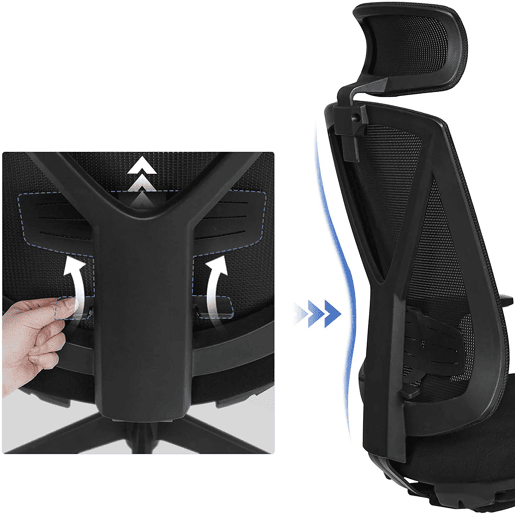 Cadeira de escritório com apoio para os pés Mecanismo de inclinação ergonômico da cadeira de escritório em malha (90-135°) máx. carregar 150 kg preto 12_0000410