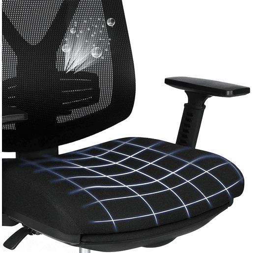 Cadeira de escritório com apoio para os pés Mecanismo de inclinação ergonômico da cadeira de escritório em malha (90-135°) máx. carregar 150 kg preto 12_0000410