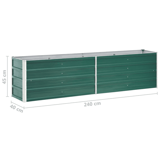 Plantador de cama elevada plantas flores jardim aço galvanizado 240 x 40 x 45 cm verde 02_0001098