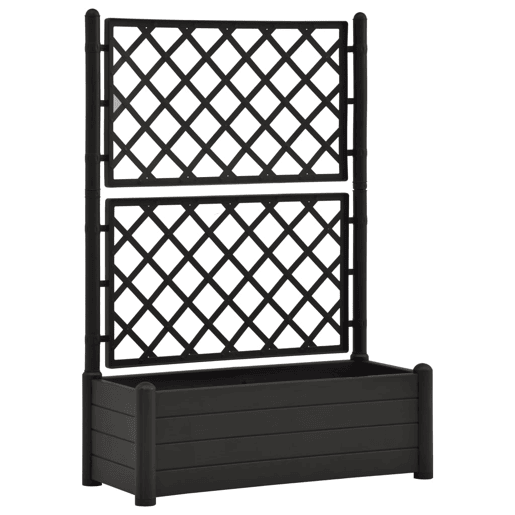 Plantador de canteiro elevado plantas flores treliça de jardim 100 x 43 x 142 cm PP antracite 02_0000808