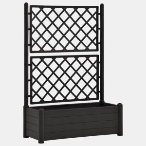 Plantador de canteiro elevado plantas flores treliça de jardim 100 x 43 x 142 cm PP antracite 02_0000808