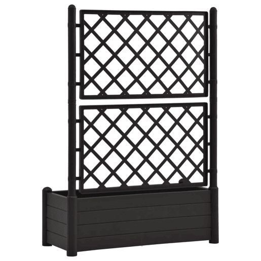 Plantador de canteiro elevado plantas flores treliça de jardim 100 x 43 x 142 cm PP antracite 02_0000808
