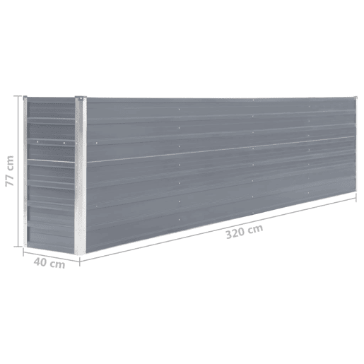 Canteiro elevado plantas flores jardim 320 x 40 x 77 cm aço galvanizado cinza 02_0000801