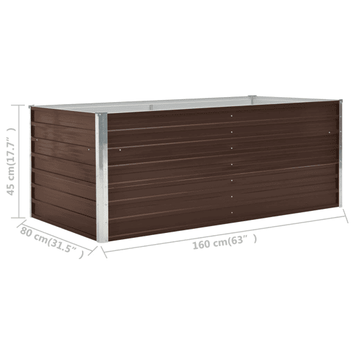 Floreira 160 x 80 x 45 cm aço galvanizado marrom 02_0000794