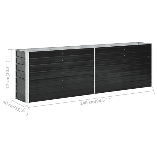Canteiro elevado plantas flores jardim aço galvanizado 240 cm antracite 02_0001099