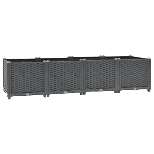 Plantador de canteiro elevado plantas flores jardim 160 x 40 x 38 cm polipropileno cinza escuro 02_0000918