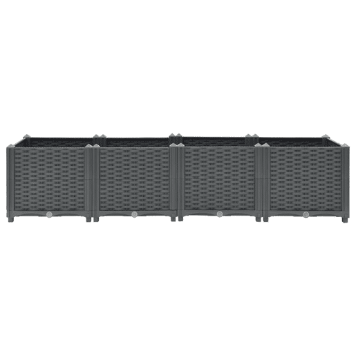 Plantador de canteiro elevado plantas flores jardim 160 x 40 x 38 cm polipropileno cinza escuro 02_0000918