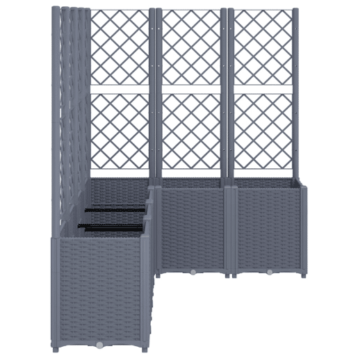 Plantador bandeja elevada plantas flores terraço jardim com treliça 160 x 120 x 140 cm PP cinza 02_0038247