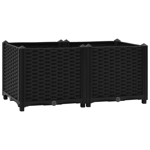 Canteiro elevado plantas flores jardim 80 x 40 x 38 cm polipropileno preto 02_0000947