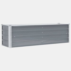 Plantador de canteiro elevado plantas flores jardim aço galvanizado 160 x 40 x 45 cm cinza 02_0001091