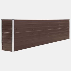 Canteiro elevado plantas flores jardim 320 x 40 x 77 cm aço galvanizado marrom 02_0000802