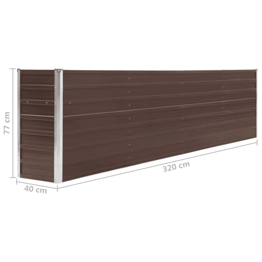 Canteiro elevado plantas flores jardim 320 x 40 x 77 cm aço galvanizado marrom 02_0000802
