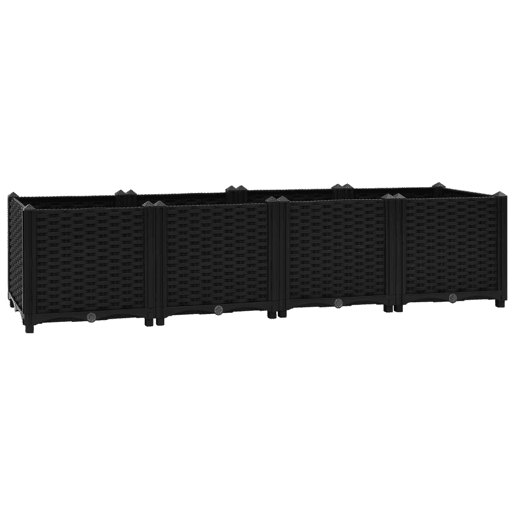 Plantador de canteiro elevado plantas flores jardim 160 x 40 x 38 cm polipropileno preto 02_0000920