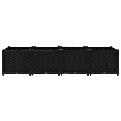 Plantador de canteiro elevado plantas flores jardim 160 x 40 x 38 cm polipropileno preto 02_0000920