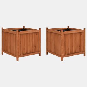 Conjunto de 2 floreiras elevadas 50 x 50 x 50 cm madeira de abeto marrom 02_0000887