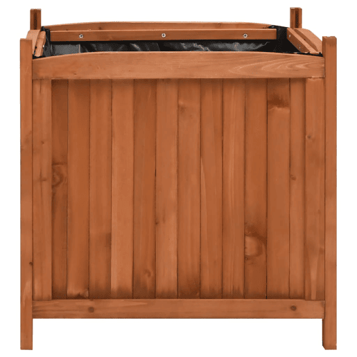 Conjunto de 2 floreiras elevadas 50 x 50 x 50 cm madeira de abeto marrom 02_0000887