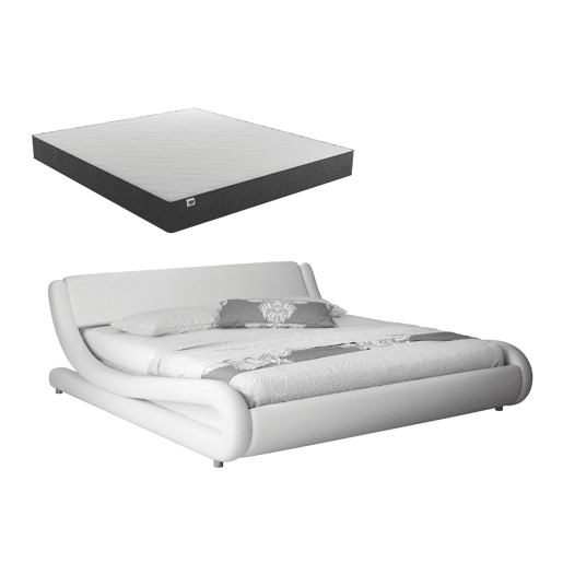 Cama com Colchão Quarto de dormir Branco 218x134x66 Alessia Muebles Bonitos