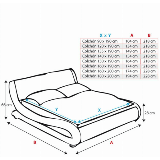 Cama com Colchão Quarto de dormir Branco 218x134x66 Alessia Muebles Bonitos