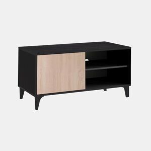 Móvel TV Sala de estar e jantar PretoSonoma 100x29,5x42,5 1 porta Kai Muebles Bonitos