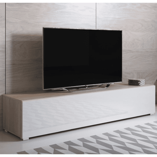 Móvel TV Sala de estar e jantar SonomaBranco 160x40x32 1 porta Luke H2 Muebles Bonitos