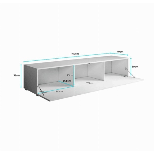 Móvel TV Sala de estar e jantar SonomaBranco 160x40x32 1 porta Luke H2 Muebles Bonitos