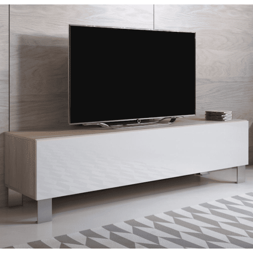 Móvel TV Sala de estar e jantar SonomaBranco 160x40x42 1 porta Luke H2 Muebles Bonitos