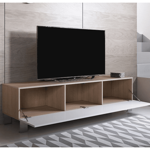 Móvel TV Sala de estar e jantar SonomaBranco 160x40x42 1 porta Luke H2 Muebles Bonitos