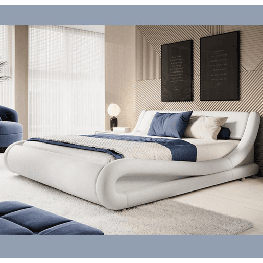 Cama com estrado Quarto de dormir Branco 218x134x66 Alessia Muebles Bonitos