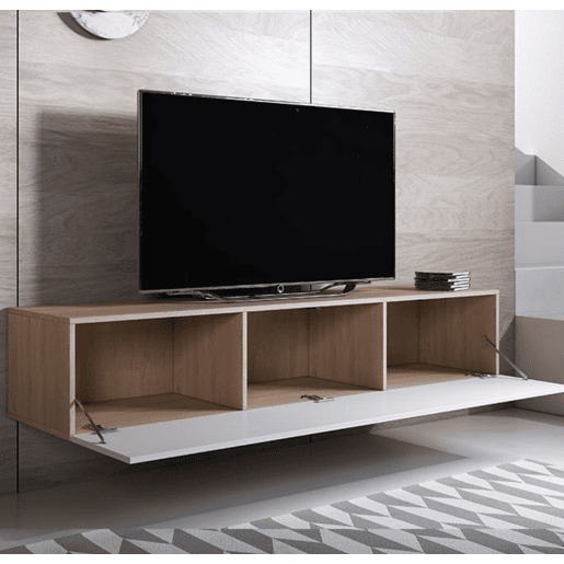 Móvel TV Sala de estar e jantar SonomaBranco 160x40x30 1 porta Luke H2 Muebles Bonitos