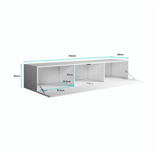 Móvel TV Sala de estar e jantar SonomaBranco 160x40x30 1 porta Luke H2 Muebles Bonitos