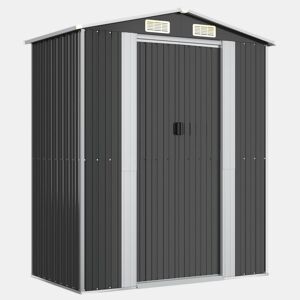 Abrigo de jardim, cabana, casa de armazenamento, galpão ao ar livre, ferramentas robustas, 192 x 108 x 223 cm, aço galvanizado antracite 02_0022194