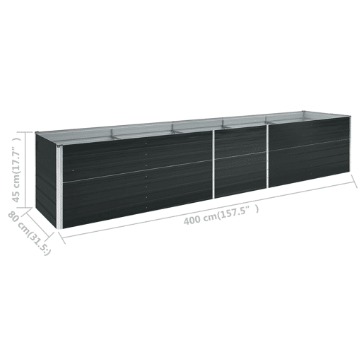 Canteiro elevado plantas flores jardim aço galvanizado 400 x 80 x 45 cm antracite 02_0001115 Canteiro elevado plantas flores jardim aço galvanizado 400 x 80 x 45 cm antracite 02_0001115