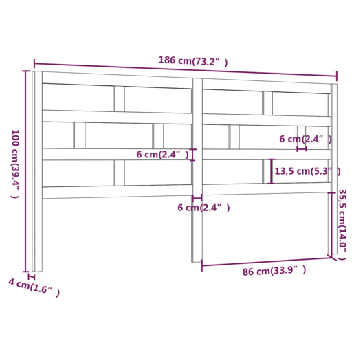 Cabeceira - Cabeceira de cama 186x4x100 cm pinho maciço preto