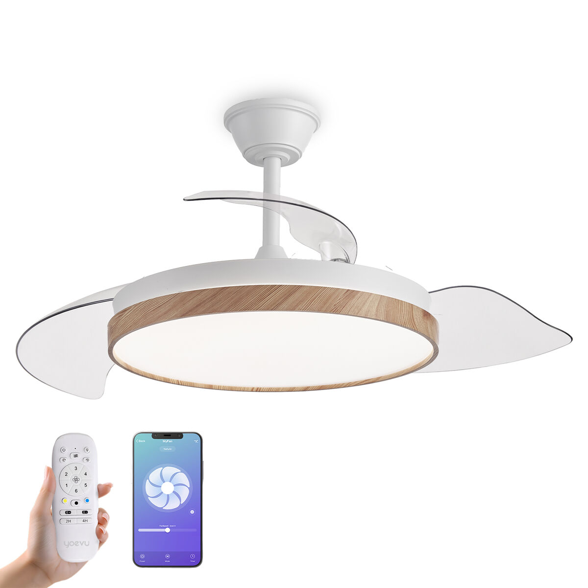 YOEVU EOS NATURE, Ventilador techo  WiFi, luz LED regulable