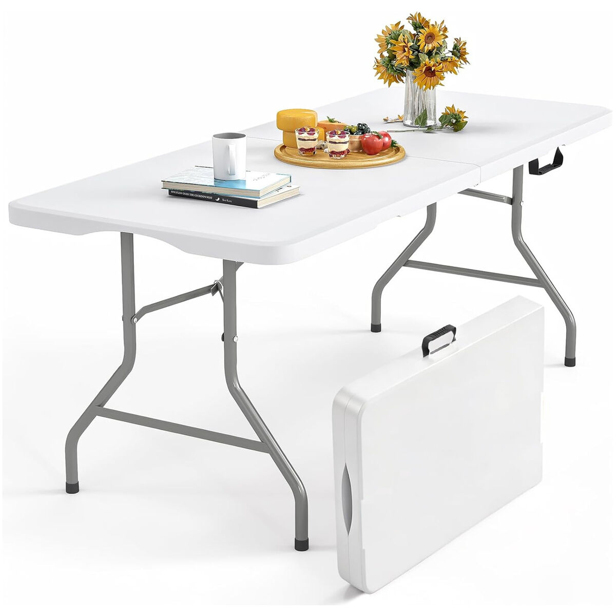 Mesa plegable de resina Yoevu, para interior y exterior 180x70