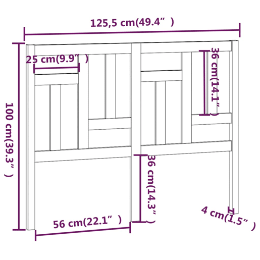 Cabeceira - Cabeceira de cama 125,5x4x100 cm pinho maciço cinzento