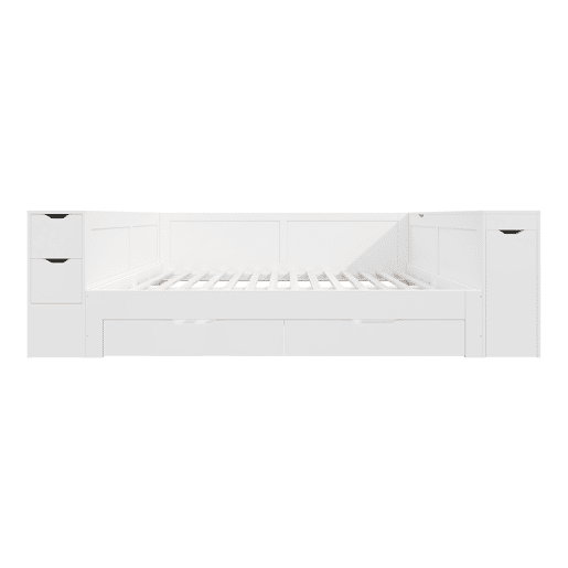 Cama infantil 140x200 - multifuncional com arrumação, gavetas e prateleiras - branco