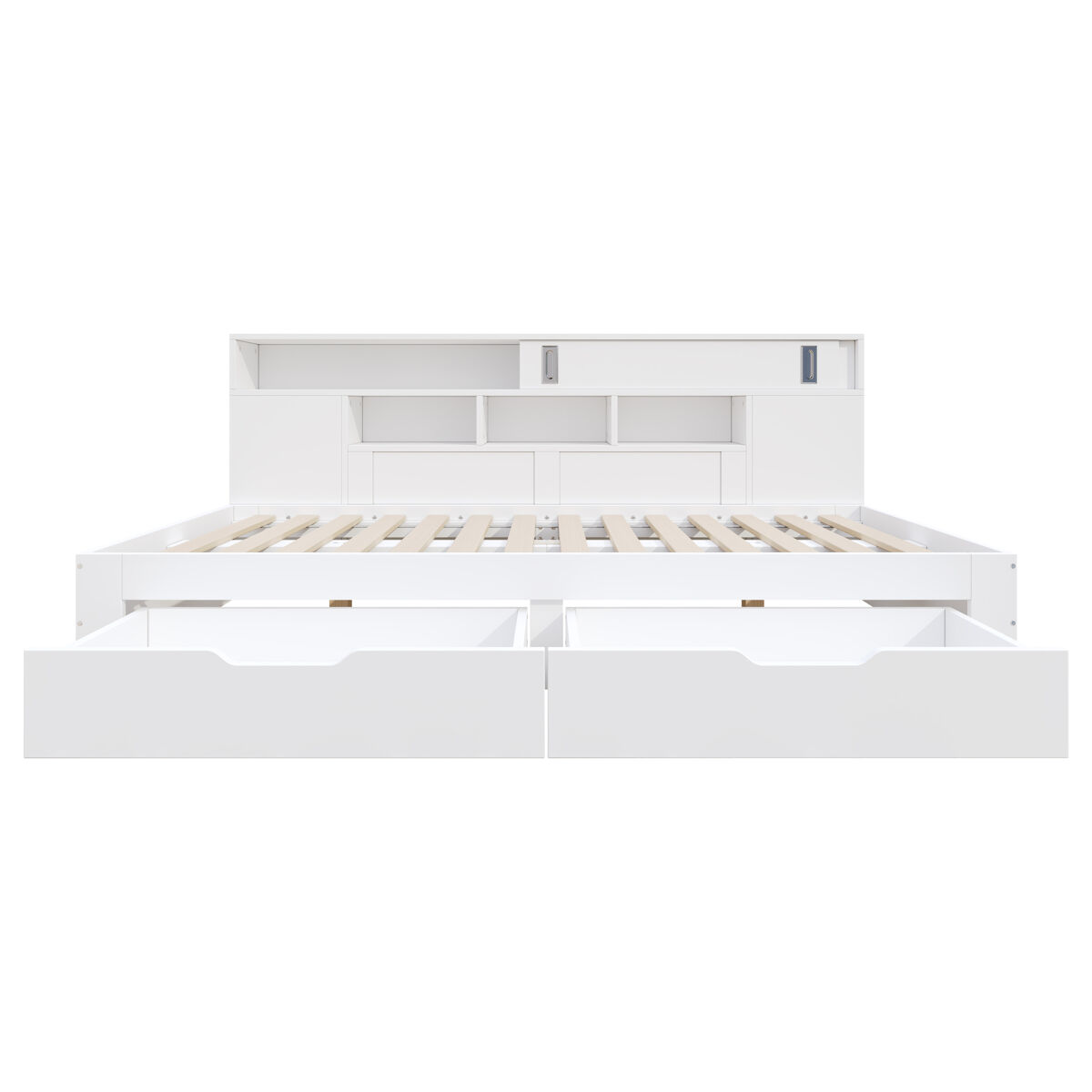 Cama individual 140x200 - cama multifuncional con cajones, estantes y almacenamiento - blanco